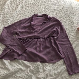 Silk and Viscose Blend Cropped Longsleeve Blouse